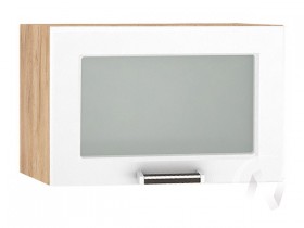 Шкаф верхний со стеклом Прага ШВГС 500 (Белое дерево/корпус дуб крафт золотой) в Новоалтайске - novoaltajsk.katalogmebeli.com | фото