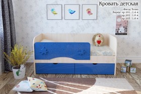 Техно Кровать детская 2 ящика 1.6 Синий глянец в Новоалтайске - novoaltajsk.katalogmebeli.com | фото